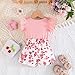 Toddler Baby Girls Ribbed Knit Outfit Ruffle Sleeveless Bowknot Tops Cute Flower Shorts Set Casual Fashion (Pink, 18)
