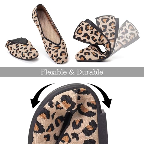Image of Frank Mully Womens Casual Flat Shoes Square Toe Shoes Knitted Work Flat Comfort Dressy Flat Shoes for Daily Washable
