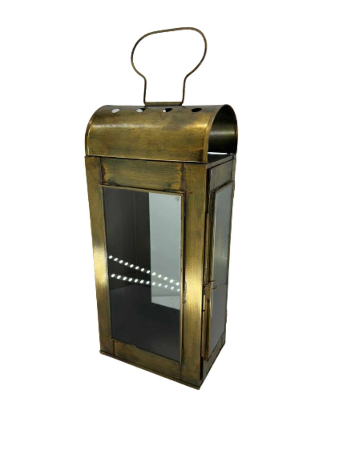 Farol de metal latonado de estilo vintage artesanal, fabricado en Italia