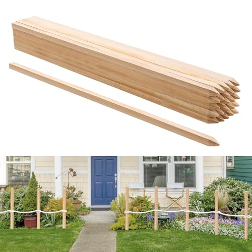 VEVOR Postes de Madera para Valla de Jardín, 25 Piezas, Postes de Madera de 19,05 x 19,05 x 914,4 mm con Púas, Estacas de Señalización para Cercas de Sedimentos, Límites de Patios y Líneas de Base