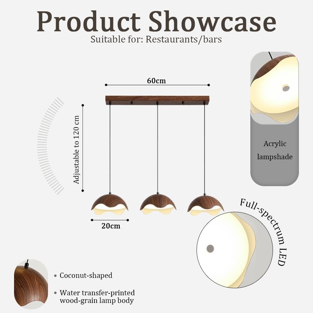 Lampadario a LED in stile francese Lampada a sospensione a forma di noce di cocco Lampada a soffitto vintage Struttura in ferro battuto Altezza regolabile per Sala da pranzo Bancone bar