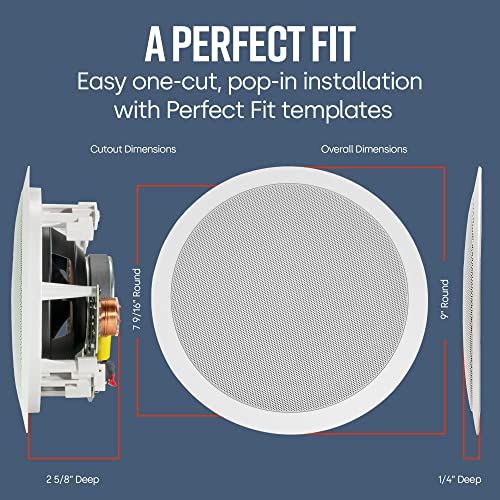 Image of Polk Audio RC6s in-Ceiling 6.5 inch Stereo Speaker | Dual Channel from a Single Location | Perfect for Damp and Humid Indoor /Outdoor Placement - Bath, Kitchen, Covered Porches (White, Paintable Grille)