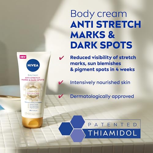 NIVEA Luminous 630 Anti Stretch Marks & Dark Spots Body Cream (200ml), 48-Hour Moisturising Cream Reduces Stretch Marks, Sun Blemishes and Pigment Spots, With Thiamidol - Image 4