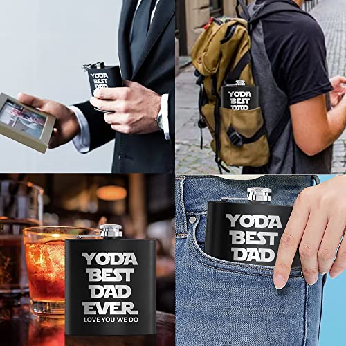 Touner Yoda Best Dad Ever Hip Flask For Shot Drinking Of Alcohol Whiskey And Vodka, Retirement Gifts For Dad, Father's Day Gift For Husband Daddy, Dad Hip Flask, Sci Fi Present #TOP5