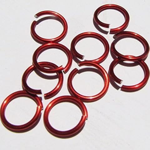 RED Anodized Aluminum Jump Rings 150 5/16 16g Saw Cut Cover
