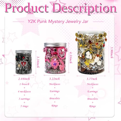 Image of SMUOBT Mystery Jewelry Jar Bundle - Surprise Vintage Jewelry Box for Women,Gift Jewelry Set (Necklace, Earrings, Rings,Kracelet,Keychain) - Unique Birthday Gift for Women