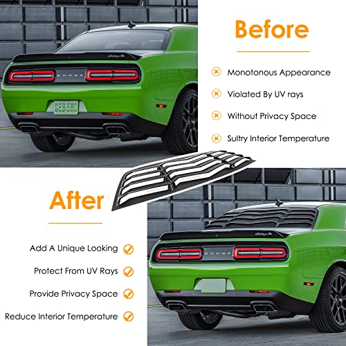 Rear Window Louver For Dodge Challenger 2008 2009 2010 2012 2013 2014 2015 2016 2017 2018 2019 2020 2021 Scoop Windshield Sun Shade Covers Fit All Weather In Gt Lambo Style Matte Black Abs #TOP3