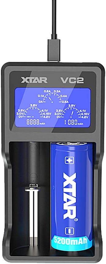 XTAR VC2 Charger with LCD Screen Display for 18650 26650 Battery