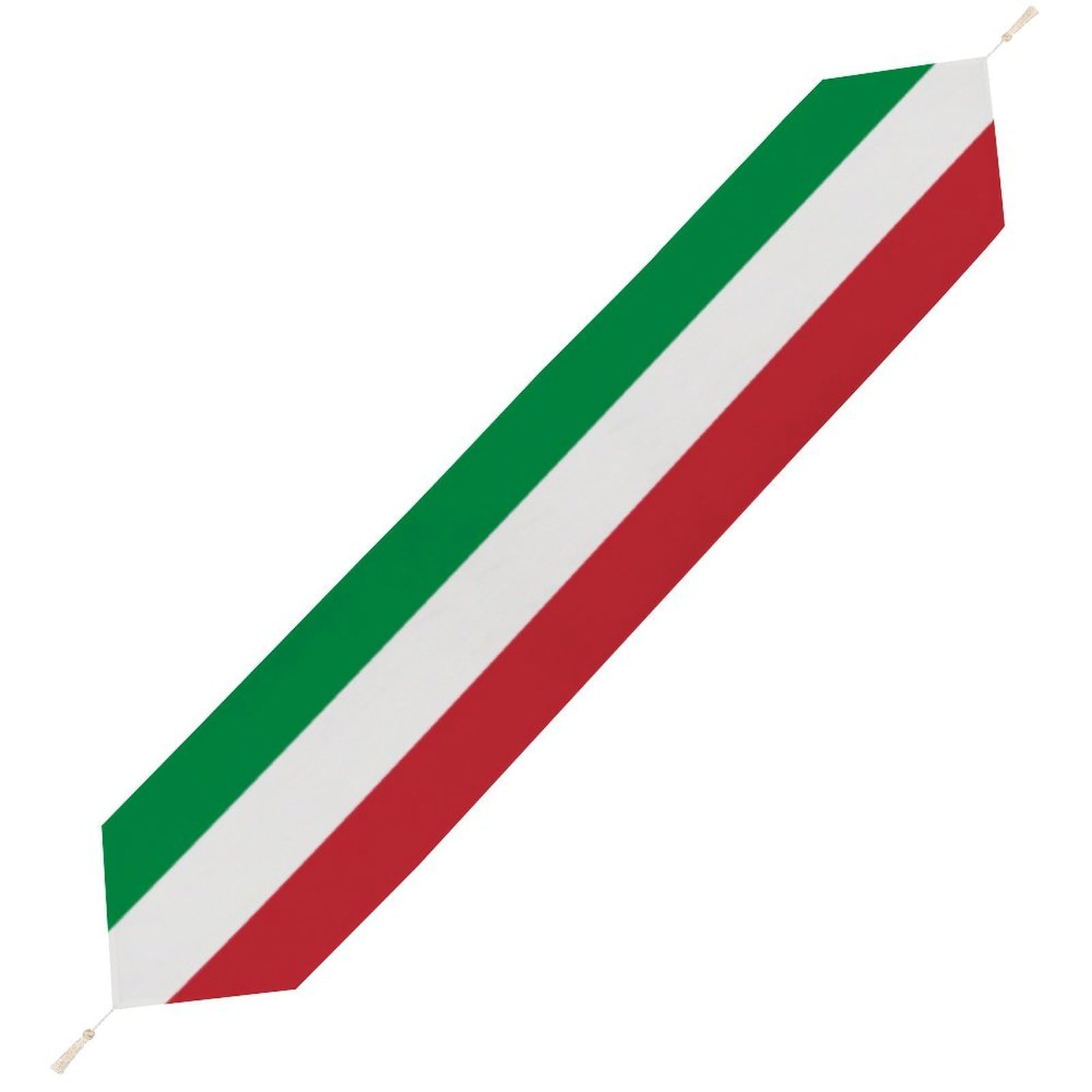 JZemdybill 200*33cm Table Runner with Tassel, Italy Flag Table Runner, Table Decoration for Kitchen, Party, Restaurant