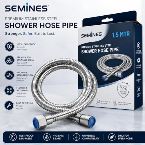 Image of Health Faucet Stainless Steel Jet Spray Gun for Toilet | Silver & Copper Ion Shield Kills 99% Germs | Leak-Proof Bathroom with 1.5 mtr Hose 2 Year Warranty (Jet Spray Pipe Only)