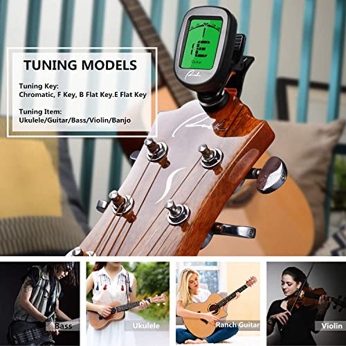 Ranch Left Handed Concert Ukulele 23 Inch Professional Wooden Ukelele Instrument With Padded Gig Bag - Clip On Tuner For Acoustic Electric Guitar Ukulele Violin Bass Banjo Chromatic - Classical Black #TOP7