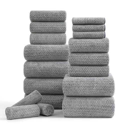 Ycosy 18 Piece Bath Towels Set,100% Microfiber Family...