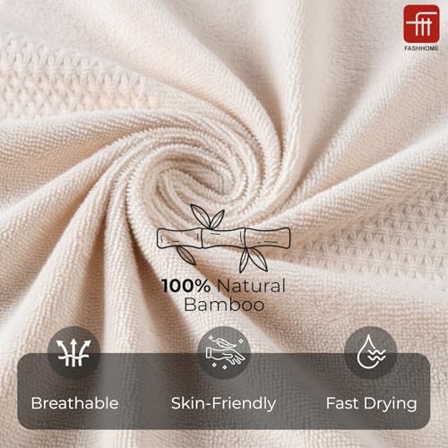 Image of 100% Natural Bamboo Towel 500 GSM Solid Hand Towel Pack of 4(40x60) (Pearl Peach)