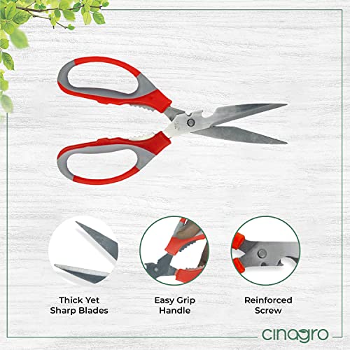 Image of Cinagro (Set of 2) Stainless Steel Gardening Tools, Pack of Pruning Shears /Hand Pruner /Cutter and Gardening Scissors, Sharp Blades for Easy Cutting, Comfortable and Durable (Multicolor)