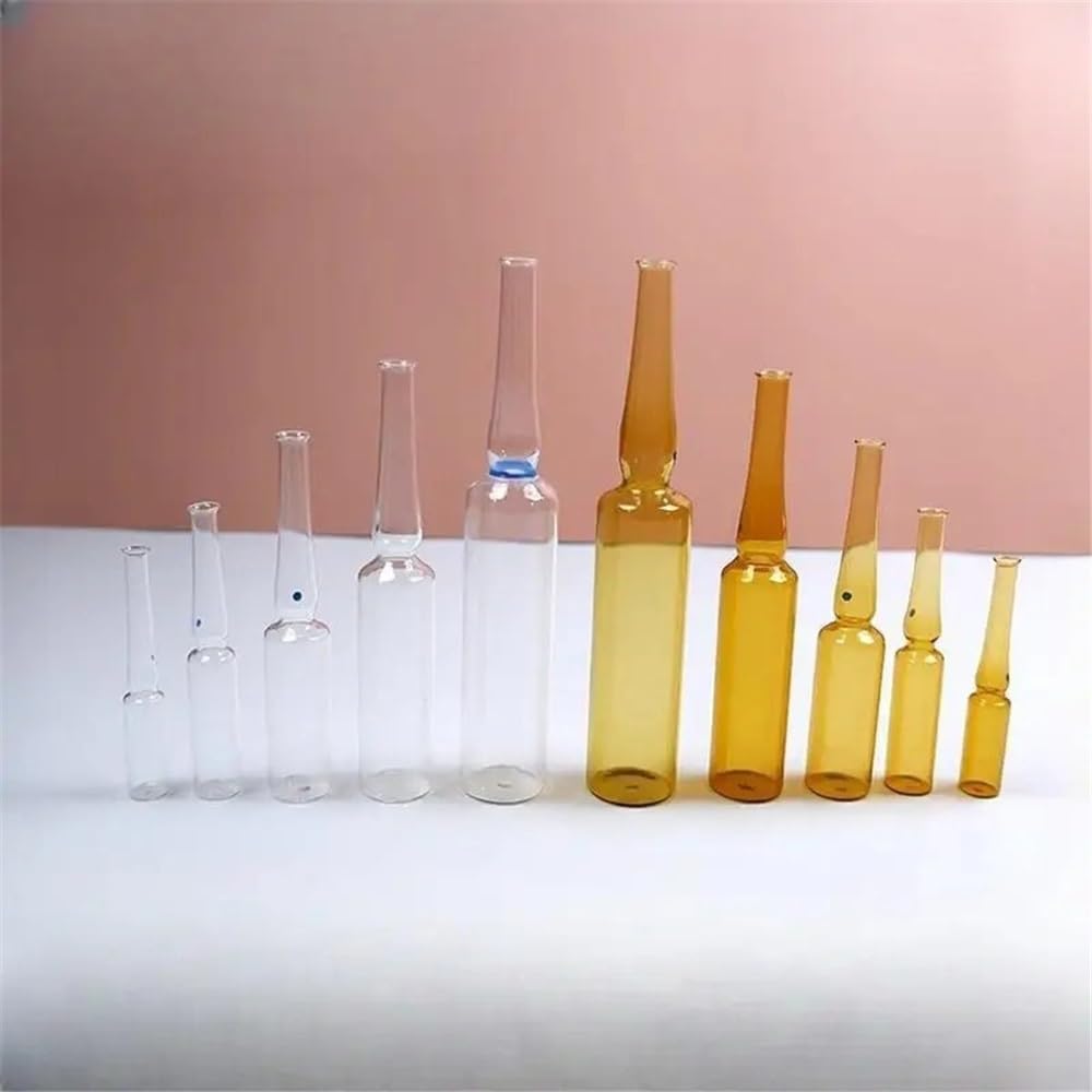 Equipos y suministros de laboratorio Botella de vidrio ámbar 1/2/5 ml con cuello plegable fácil usar, botella ampolla vacía