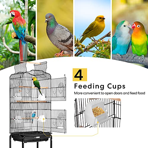 VIVOHOME 59.8 Inch Wrought Iron Bird Cage with Play Top and Rolling Stand for Parrots Conures Lovebird Cockatiel… - Image 7