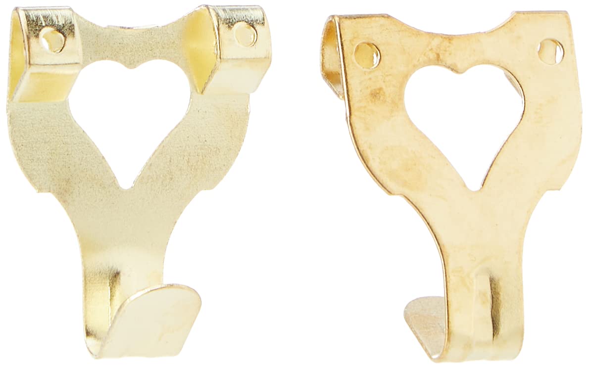 Merriway® BH00084 Picture Hooks, Double Fix, Brass Plated Steel - 25 Pack