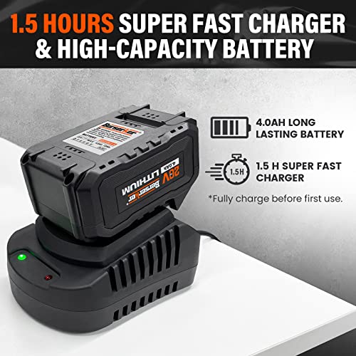 Berserker 20V Cordless 4-1/2" Brushless Power Angle Grinder Tool, 4.0Ah Li-Ion Battery Operated And Fast Charger, Electric Handheld Grinder For Metal Wood With Grinding Cutting Wheel And Flap Disc #TOP5