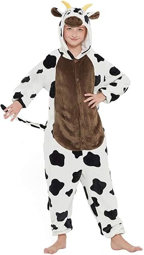 Mameluco de disfraz de vaca para niños y niñas, diseño de vaca, novedoso color fresa, pijamas de vaca para adolescente...