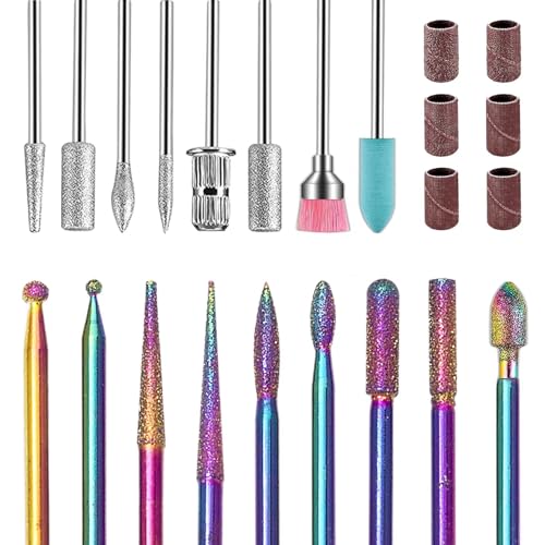 EUDUQ 17 punte per fresa per unghie, in carburo di tungsteno, punta professionale per unghie per manicure e pedicure