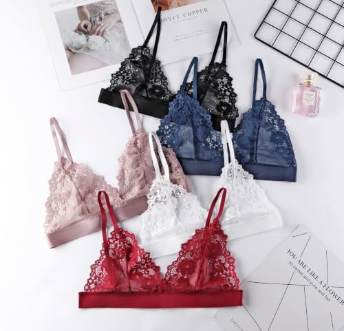 Image of Womens Bra No Underwire Lace Unlined Demi Triangle Bralettes