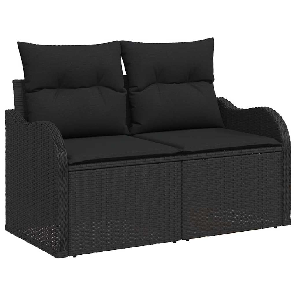 vidaXL Divano da Giardino con Cuscino Nero 121 x 62 x 69cm polyrattan, Divano modulare Leggero per Giardino e terrazzo, Resistente ai Raggi UV, Perfetto per Esterni
