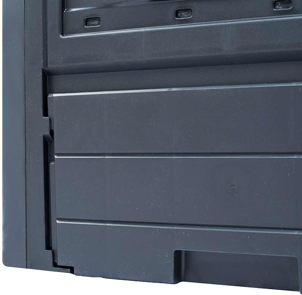 Gray Plastic Garden Composter 23.6 x 23.6 x 28.7 Inches 3-Piece Set Large Capacity 780 Gallons for Outdoor Waste Management Durable UV-Resistant Modern Square Design Easy