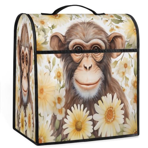 Coffee Maker Cover Monkey Flower Kitchen Appliance Covers Small Appliance Covers Blender Cover Juicer Cover Dust Covers for Kitchen Appliances with Top Handle and Pockets,Washable,B432