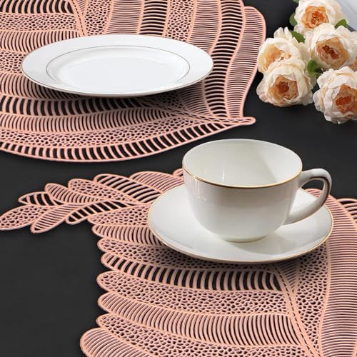 Image of Dakshya Industries Set of 2 PVC Waterproof Table Placemats (45x30 cm) - Heat Resistant, Washable Dining Mats (Copper)