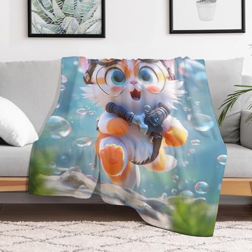 Couverture chat mignon en flannel douce pour lit et canapé 100x130cm - 3