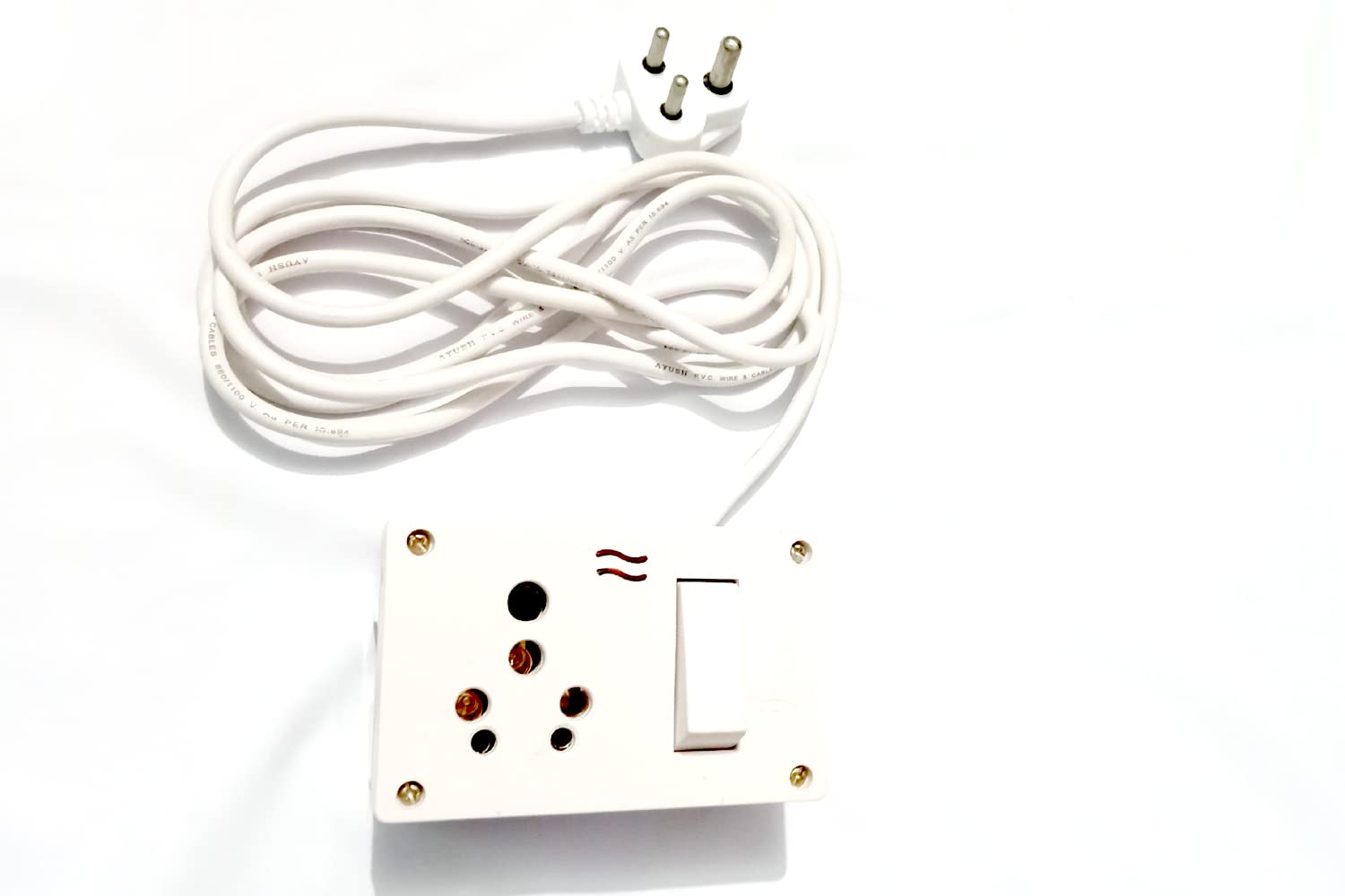 JAMM Power Socket Extension Box for Computer, Printer, Refrigerator, Washing Machine, Microwave with Cona Switch & Heavy 3-Core White Cable 2.5 Meter (16 A).-image-47