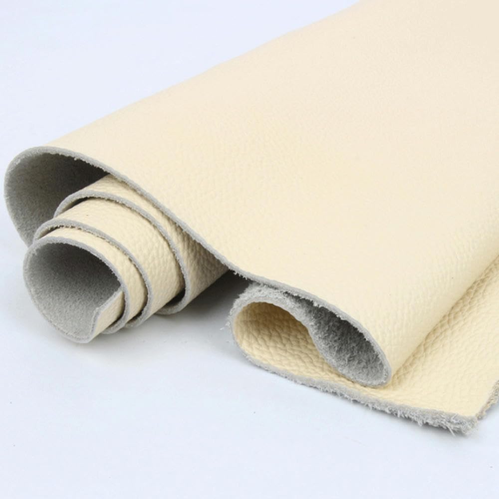 Skóry naturalne, Skóra bydlęca garbowana roślinnie do majsterkowania, wielokolorowa, wiele rozmiarów(Beige White,50x100cm)