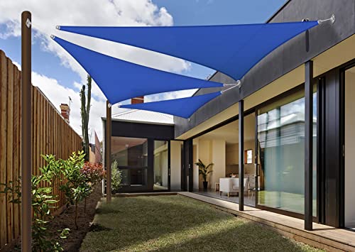 SunnyRoyal 24'x24'x24' Sun Shade Sail Super A Ring Wire Cable inside Commercial Grade Triangle Canopy Awning Fabric Cloth Screen UV Block Heavy Duty Outdoor Patio Carport (Blue)