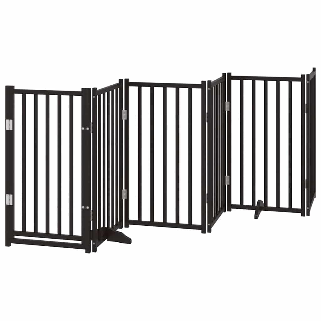15-TLG. Puerta plegable para perros de madera de álamo negro, 750 cm, con puerta, independiente y a prueba de fugas, para cachorros, perros, jardín, terraza, patio, protección y seguridad en