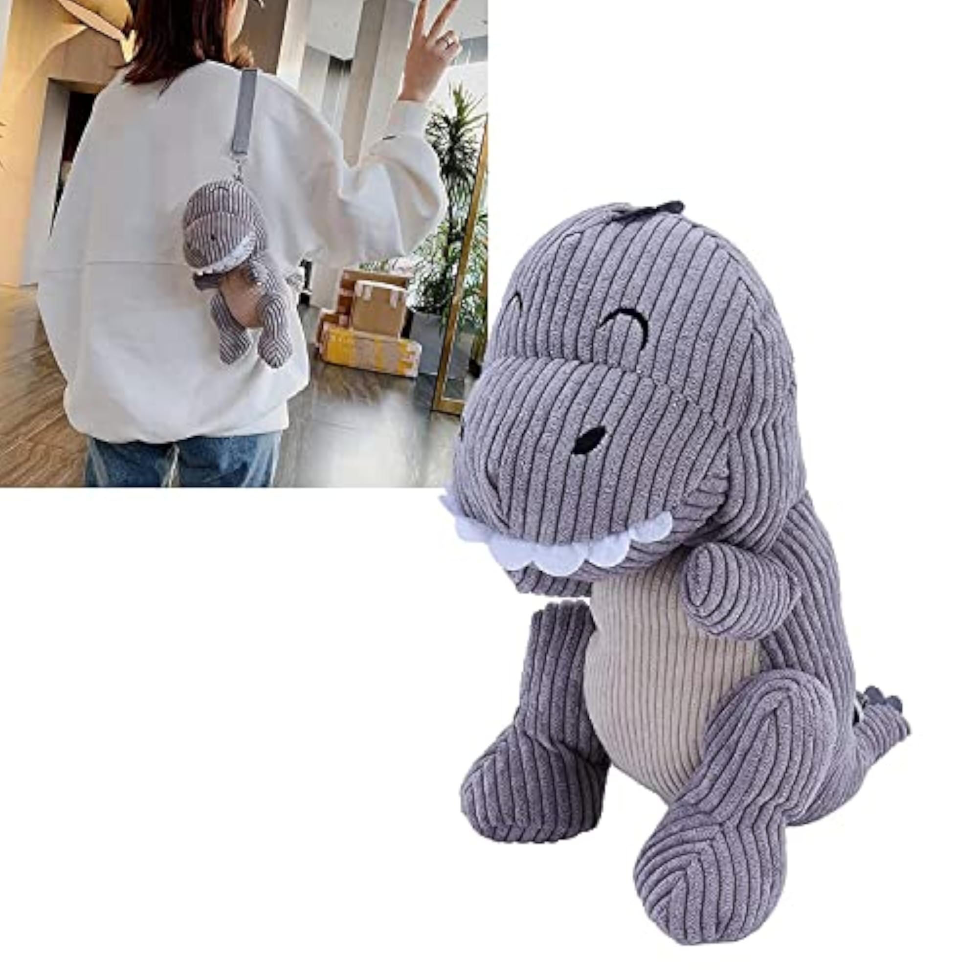 Cute Dinosaur Pattern Plush Messenger Bag for Kids