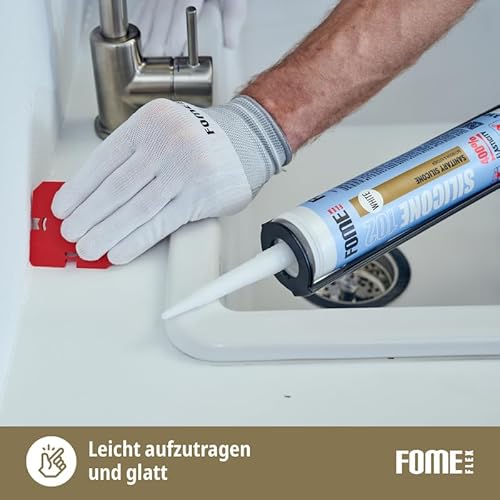 Braun Silikon Bad Dichtmasse [310 ml] - Professionelles Silikon Braun Wasserdichtes Sanitärsilikon - Sanitärsilikon Braun Silikon Badezimmer, Rinnen und Fensterabdichtung von Fome Flex