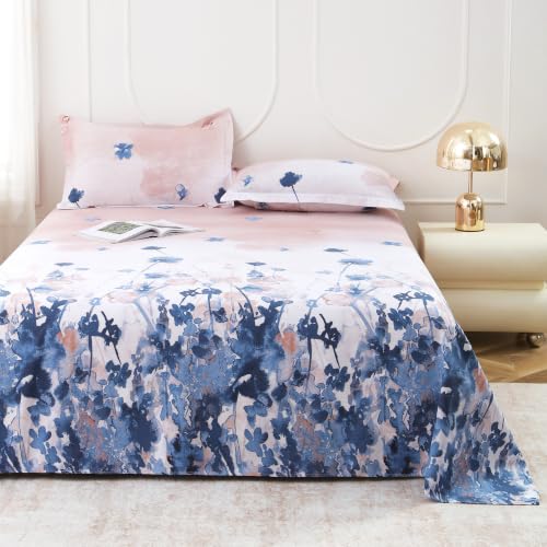 Image of Dew Cotton Bedsheet for Double Bed 160 TC 250 x 225 CM, Navy