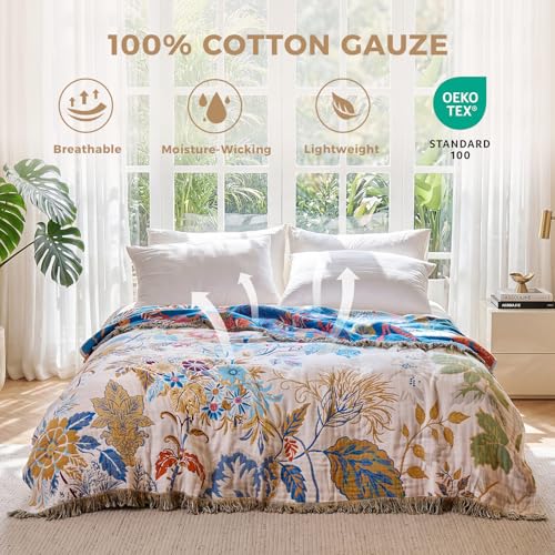 Image of LUTBM Boho Throw Blanket for Couch 50 inchx60 inch, Cotton Decorative Bed Throw