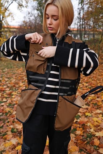 Dingo Gear Professionelle Weste für das Hundetraining, handgefertigt aus Ripstop und Mesh, viele funktionale Taschen, leicht, Farbe – Coyote Braun, Größe – XXL (S01498)