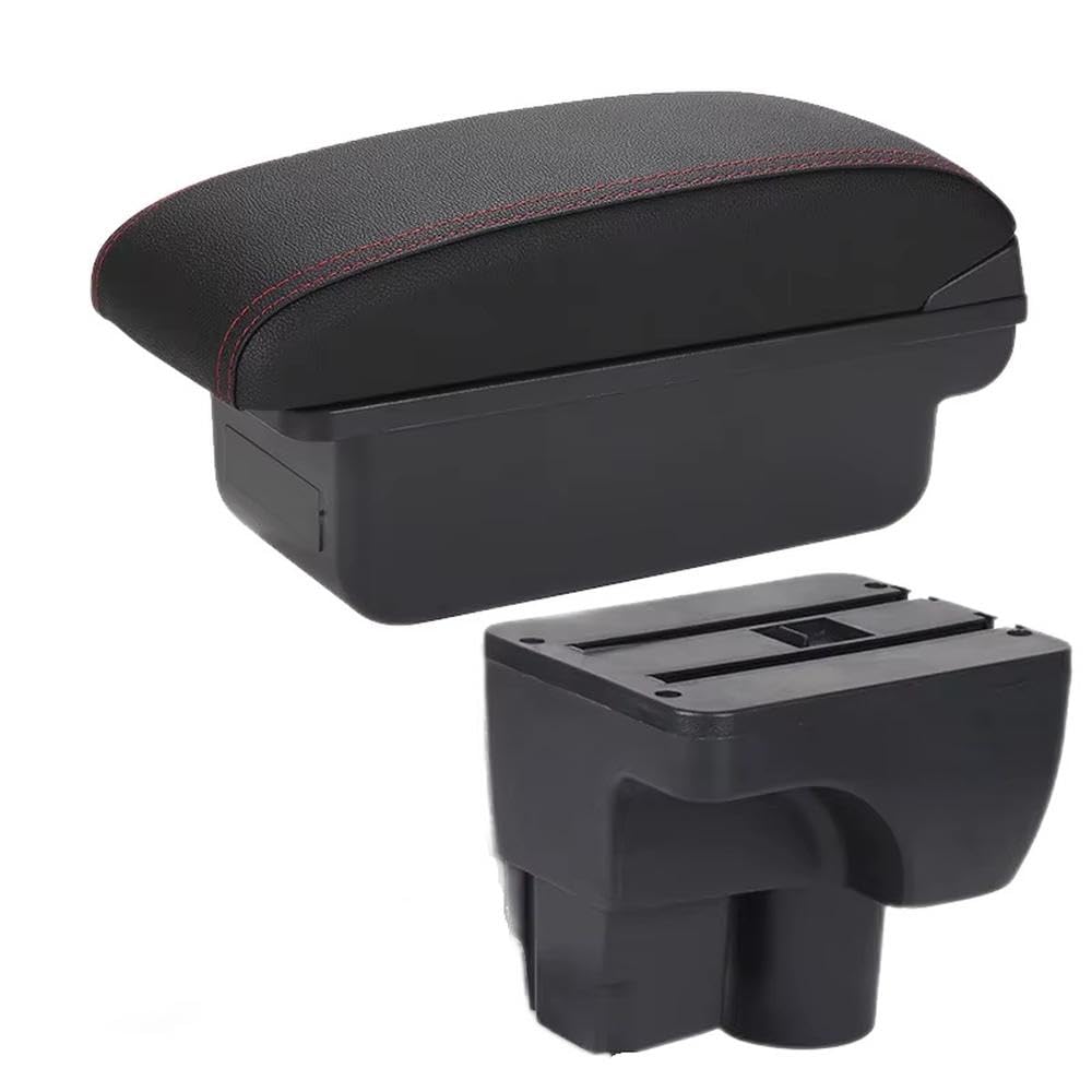 FSOZDBBPL For Chevrolet Sail 3 For Aveo 3 Car Armrest Box Retrofit Parts Storage Box Decoration Interior Parts(C1 Black red NO USB)