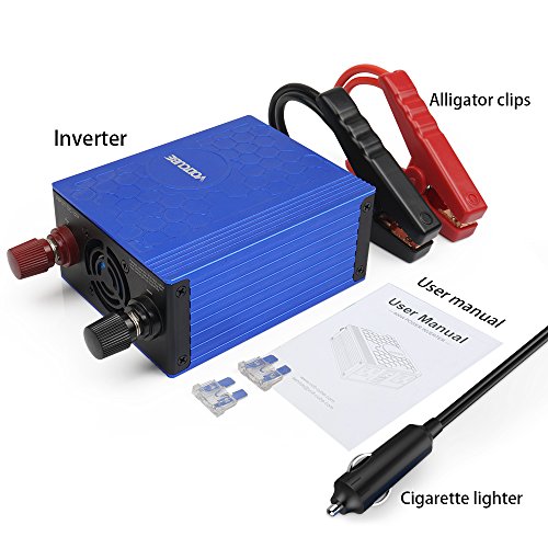 VOLTCUBE 400W Power Inverter 12V DC to 110V AC Converter with 4.8A Dual USB Car Adapter with 2 Independent AC outlets (Blue)