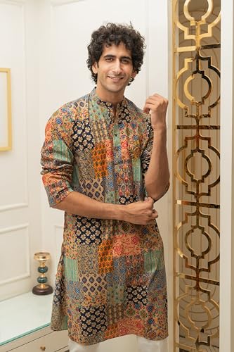 Shasak The Patchwork Multicolour Foil Print Long Kurta2