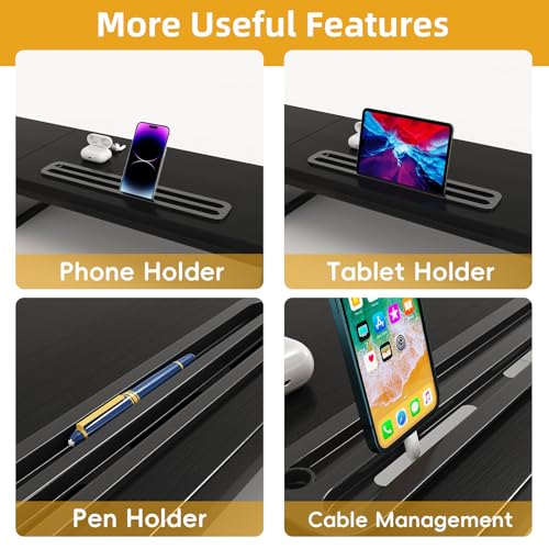 Double support pour moniteur avec 2 tiroirs parfait pour votre bureau à domicile - 5