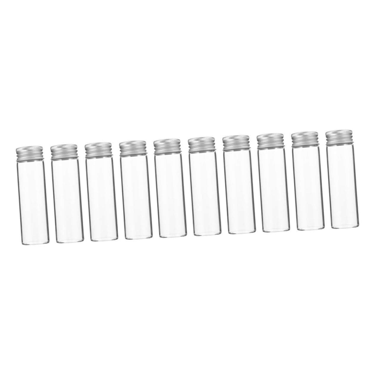 KICHOUSE 10pcs Glass Bottle Travel Accessories Tube Empty Bottles Laboratory Test Tube Sample Bottles Essential Oil Bottles Test Tubes Lab Test Tube Candy Jar Makeup Bottles Aluminum Silver