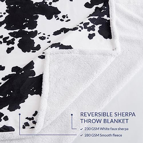 Image of Indigo Hill by HiEnd Accents Elsa Cow Print 54x68 Sherpa Throw Blanket