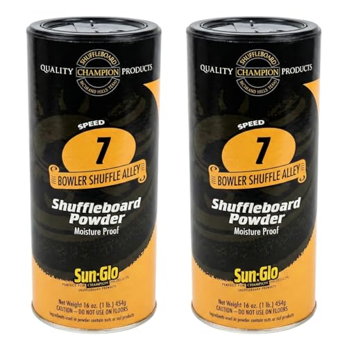 Sun-Glo Speed 7 (Shuffle Alley) Shuffleboard Powder – The Slowest Sand Rating for 9-Foot Tables & Arcade Games – 16 oz Shaker Can (2-Pack)