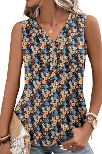 KISSMODA Womens Boho Tops for Summer Sleeveless Tanks Loose Fit Casual Blouse Daily Shirts for Leggings (S-3XL)