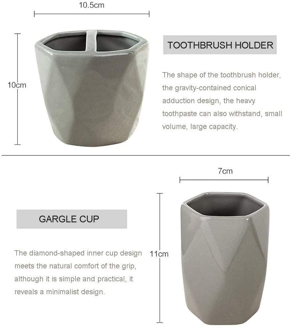Taza de cerámica for enjuague bucal, traje sanitario for el hogar, cepillo de dientes, traje sanitario, juego de 5 piezas (Color : Khaki)