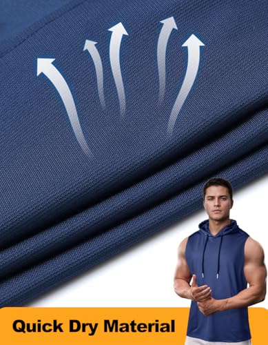 Harbrosrce Hombres Culturismo Manga Corta Capucha Corriendo Camisetas de Tirantes Deportiva Gym Sudadera con Capucha Sin Mangas con Bolsillos