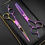 tijeras para zurdos peluqueria canina Corte perfectamente para cada vez: este juego de tijeras de corte de cabello perfecto está construido con acero inoxidable japonés afilado a mano que conserva su borde afilado hasta 3 veces más largo que el acero inoxidable normal. Estas cuchillas superiores no se bloquean ni se desafilan en mucho tiempo, lo que garantiza un corte perfecto en todo momento.